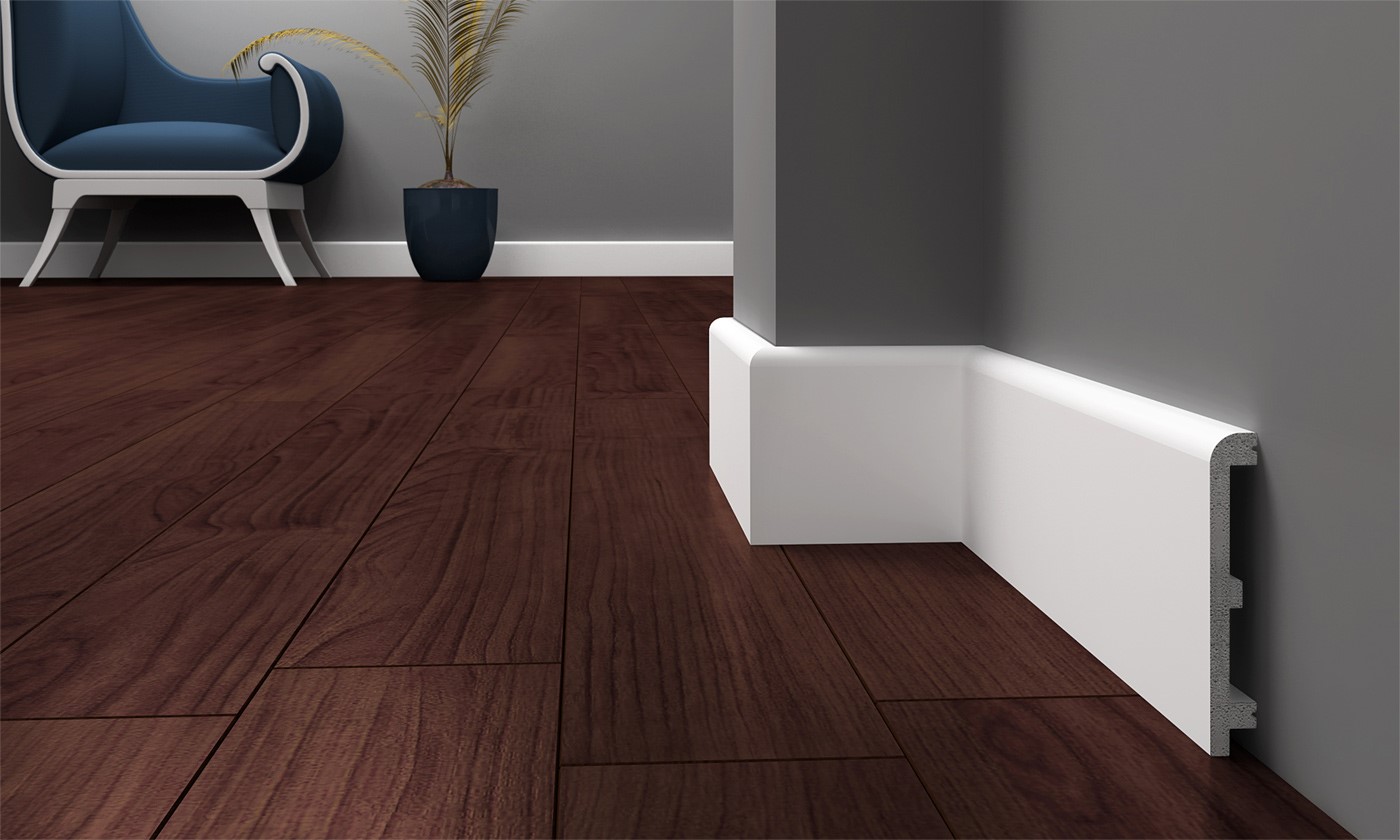 Listwa przypodłogowa Krome P12018 z polistyrenu o wysokiej gęstości (240 cm x 12 cm x 1,8 cm) biała