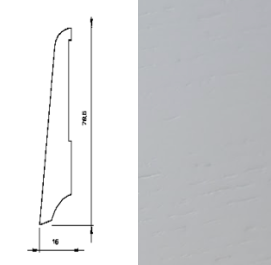 Listwa przypodłogowa biała drewno lakierowane KS80 (240 cm x 7,9 cm x 1,6 cm)