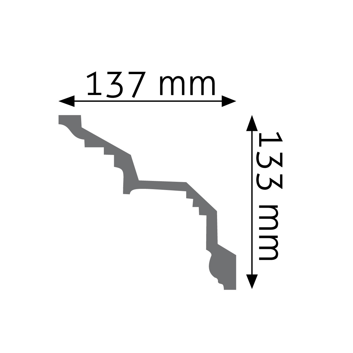 Listwa sufitowa zdobiona biała Creativa LGZ-07, wym. 13.3 x 13.7 x 240 cm