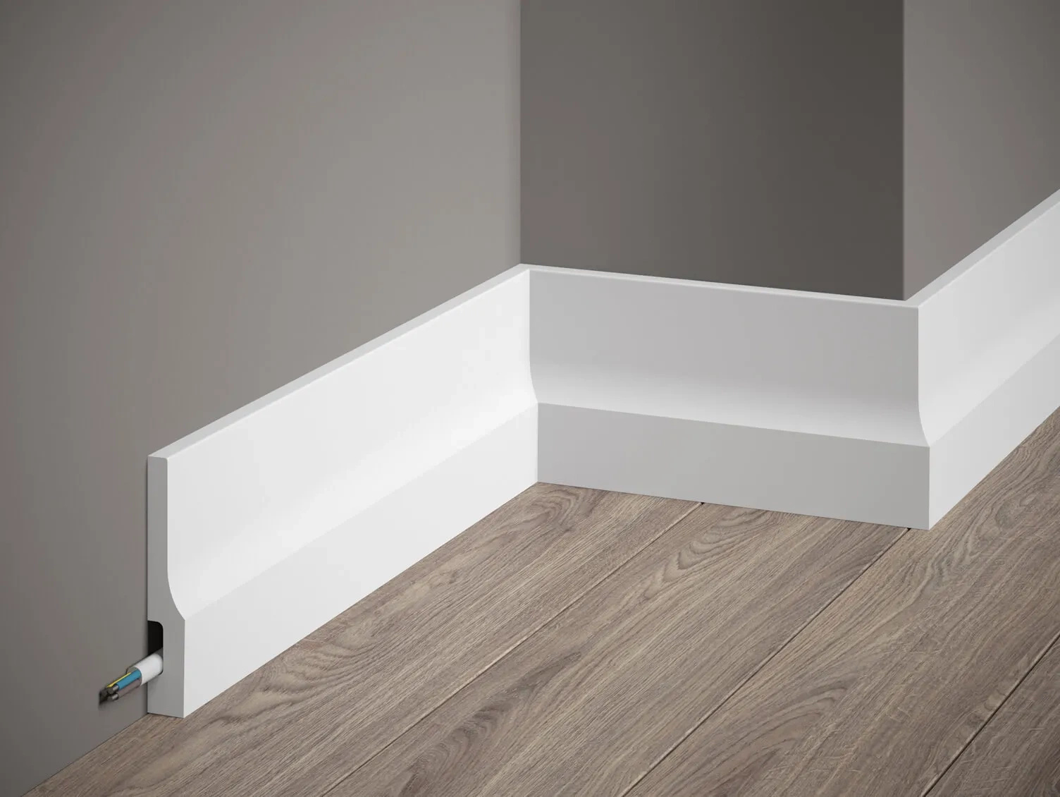 Listwa przypodłogowa Premium QS009P biała RAL 9003 wym. 200 x 1.6 x 10 cm, z PolyForce