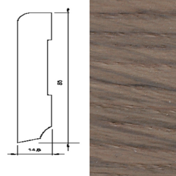 Drewniana listwa przypodłogowa lakierowana 60/16 (240 cm x 6 cm x 1,5 cm) Dąb Latte Macchiato