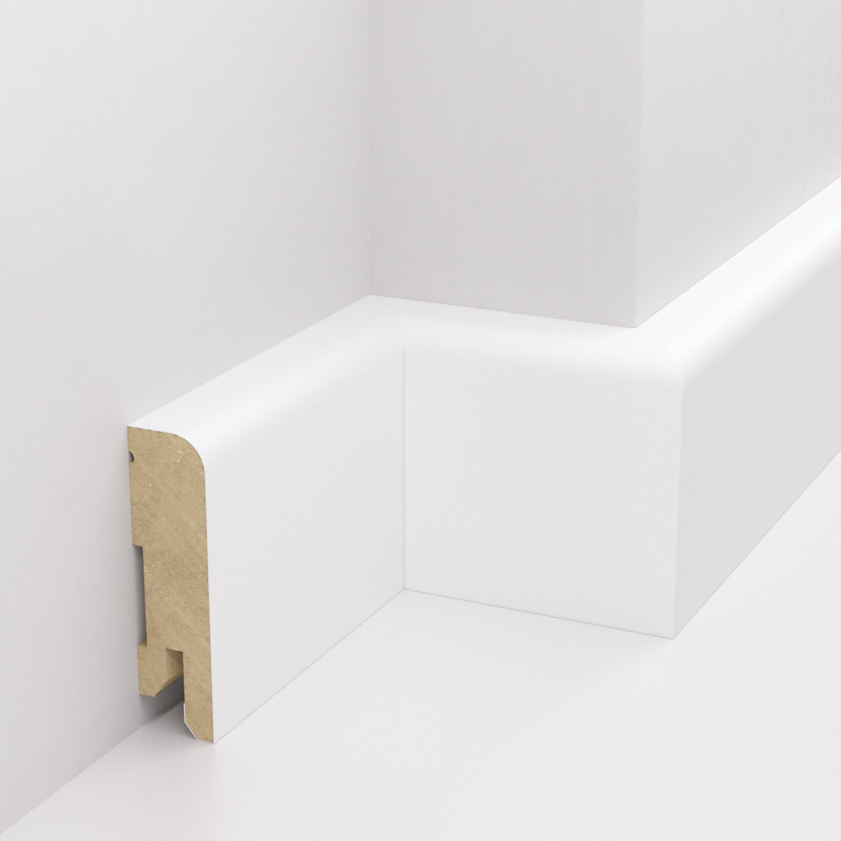 PRÓBKA 20 CM - Listwa przypodłogowa MDF lakierowana biała FOGE - LB1 6cm