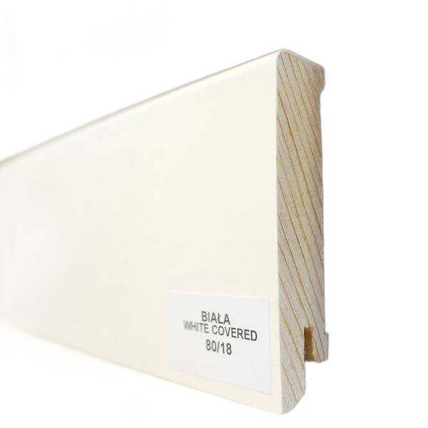 Listwa przypodłogowa 80/18 biała white covered (240 cm x 8cm x 1,8cm) 