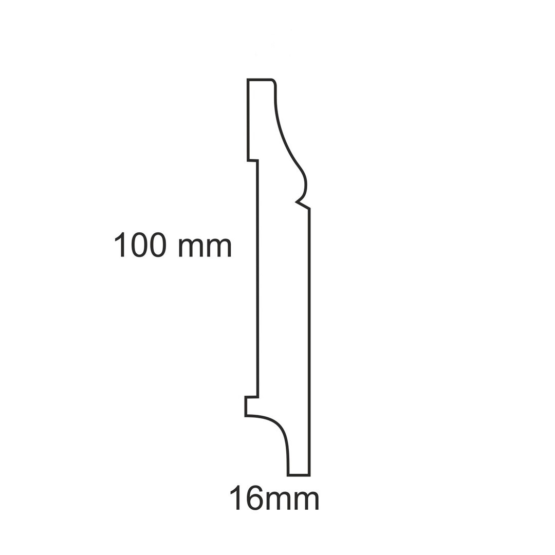 Listwa przypodłogowa MDF Plus biała F6 (244 cm x 10 cm x 1,6 cm) wilgocioodporna lakier półmatowy RAL 9003