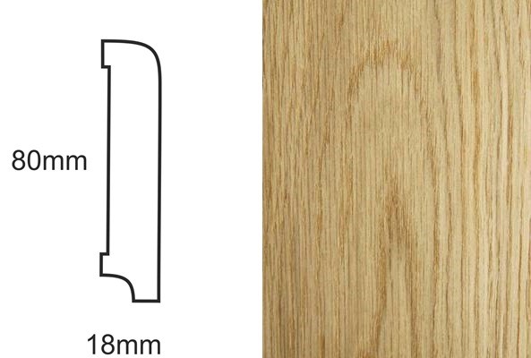 Listwa przypodłogowa fornirowana lakierowana CP80 R10 (240 cm x 8 cm x 1,8 cm) dąb