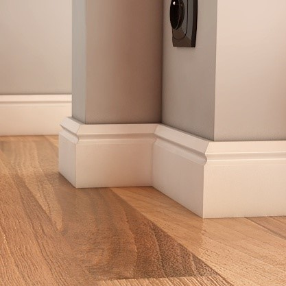 Listwa przypodłogowa MDF Plus Wzór F2 (262 cm x 8 cm x 1,6 cm) biała, wilgocioodporna, lakier półmatowy