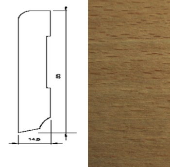 Drewniana listwa przypodłogowa lakierowana 60/16  (240 cm x 6 cm x 1,5 cm) Buk Jasny