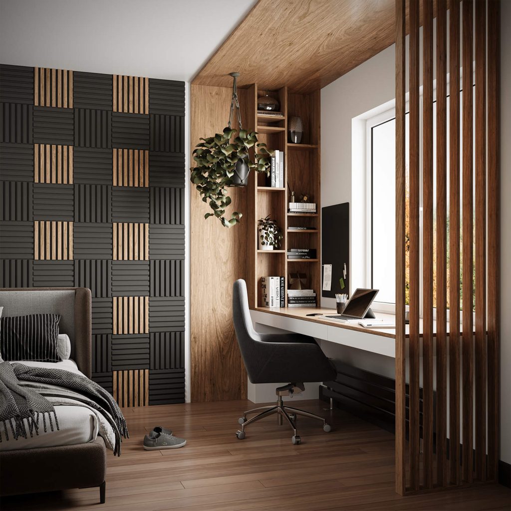 Ścianka przestrzenna działowa z lameli kolor Dąb Królewiecki 65x580x2750 mm