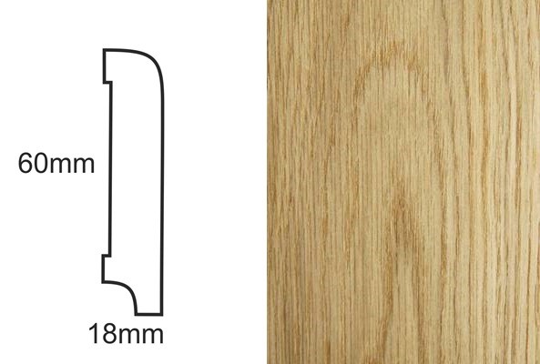 Listwa przypodłogowa fornirowana lakierowana CP60 (240 cm x 6 cm x 1,8 cm) dąb