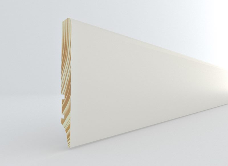 Listwa przypodłogowa drewniana lakierowana PW95 (220 cm x 9,5 cm x 1,6 cm) iglaste białe RAL 9010 półmat