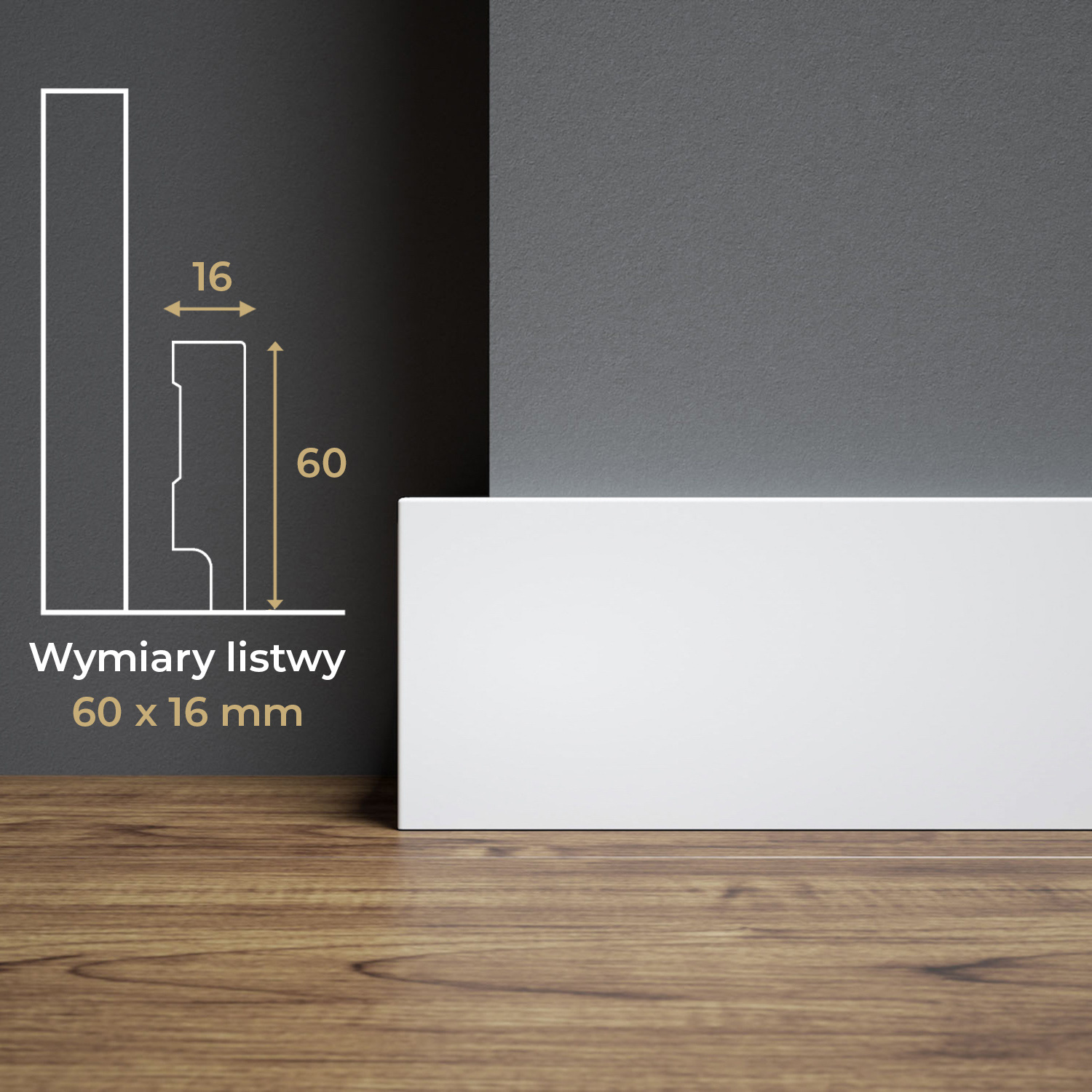 PRÓBKA 20 CM - Listwa przypodłogowa MDF lakierowana biała z wodoodporną powłoką PRIMA 6cm