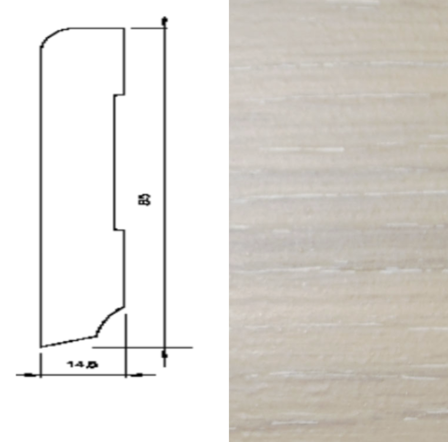 Drewniana listwa przypodłogowa lakierowana 60/16 (240 cm x 6 cm x 1,5 cm) Dąb Bryza 