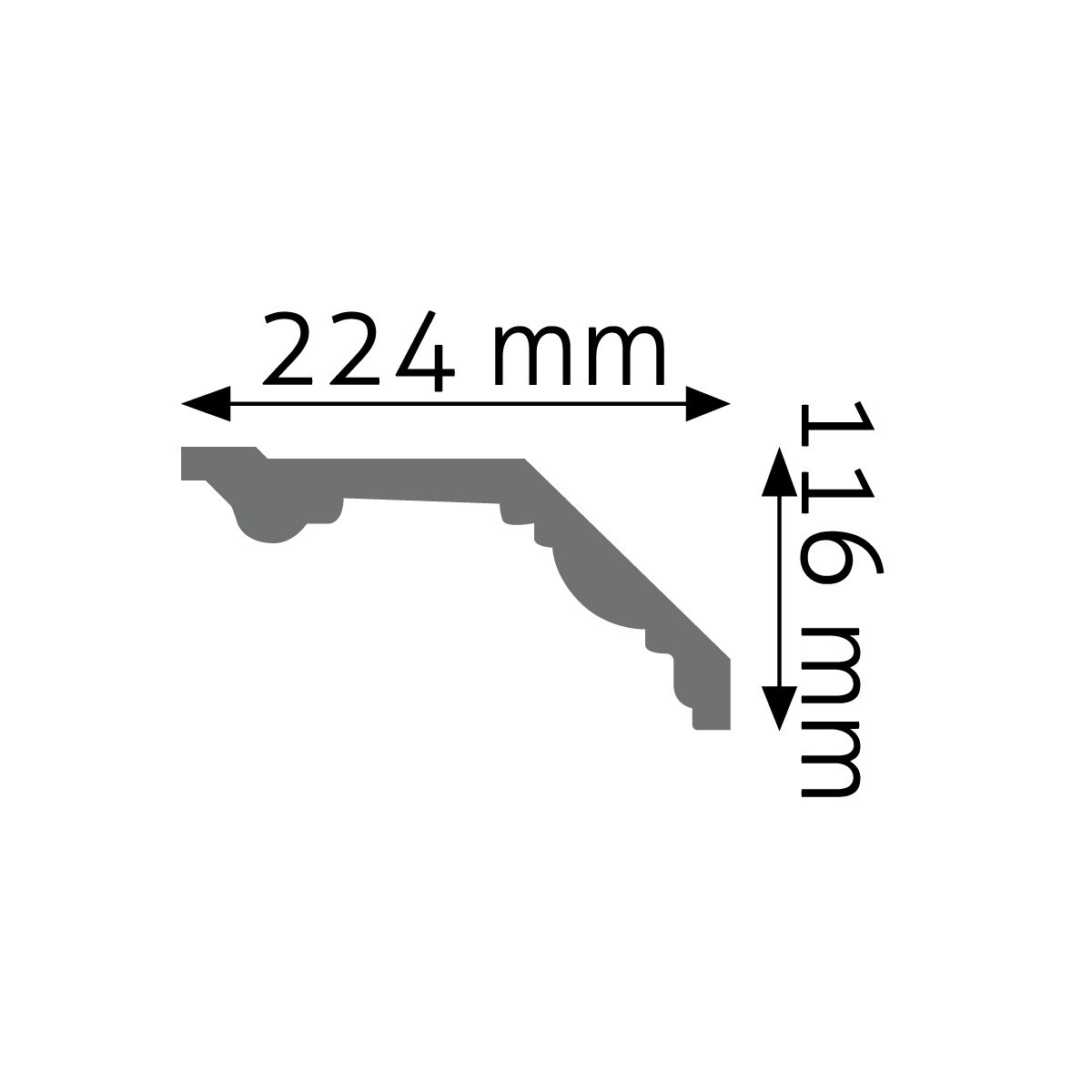 Listwa gzymsowa gładka Creativa LGG-09, wym. 11.6 x 22.4 x 240 cm