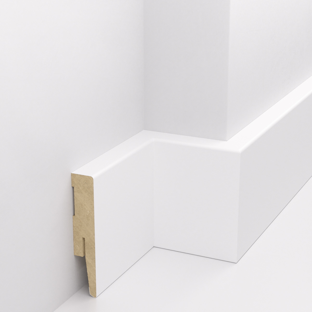 PRÓBKA 20 CM - Listwa przypodłogowa MDF - PRIMA 8cm - Biała Premium