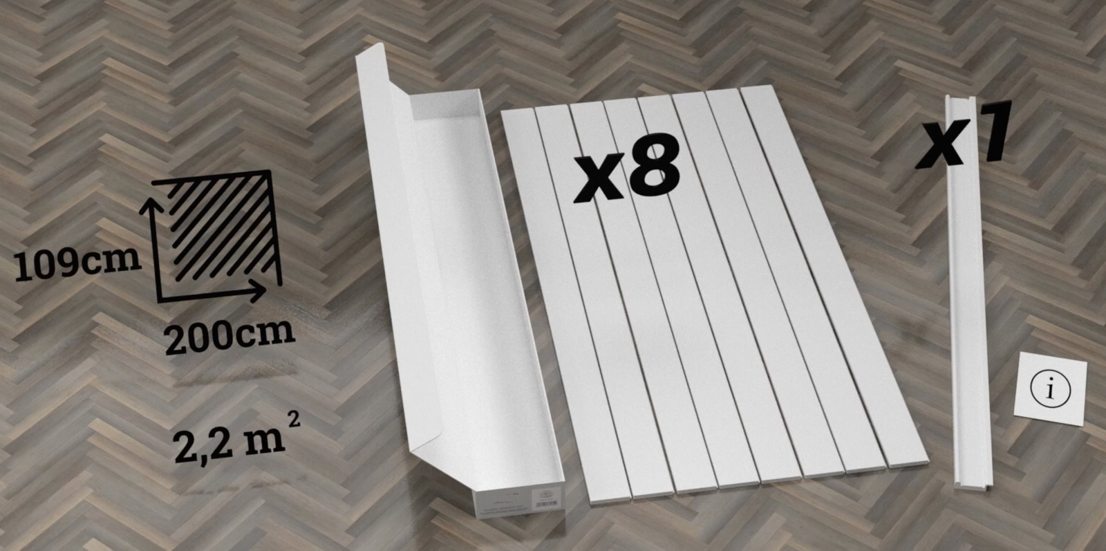 Lakierowana boazeria angielska PURE - wymiary 200 x 109 cm