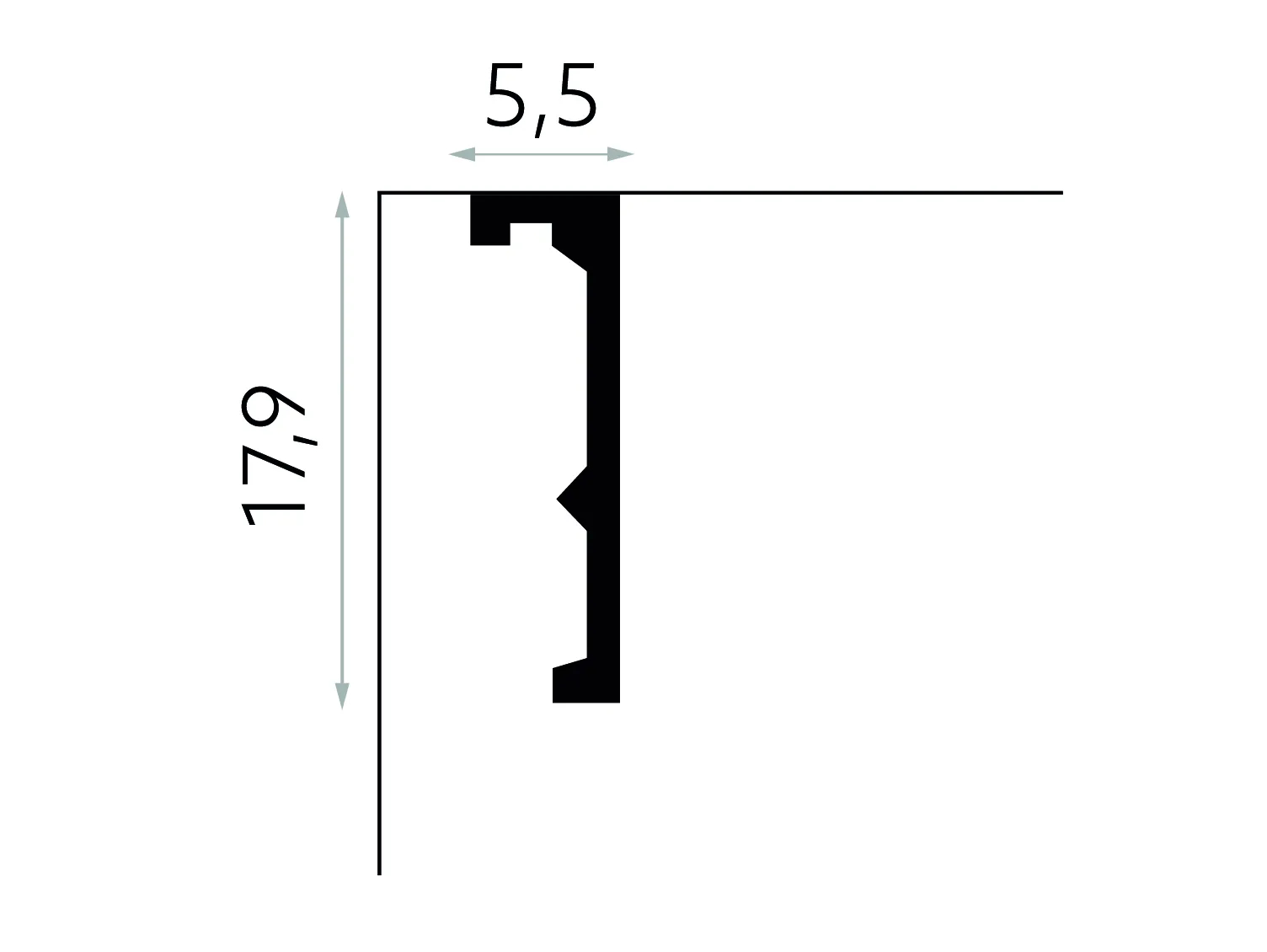 Maskownica karnisza biała QL056 wym. 240 x 5.5 x 17.9 cm, z PolyForce