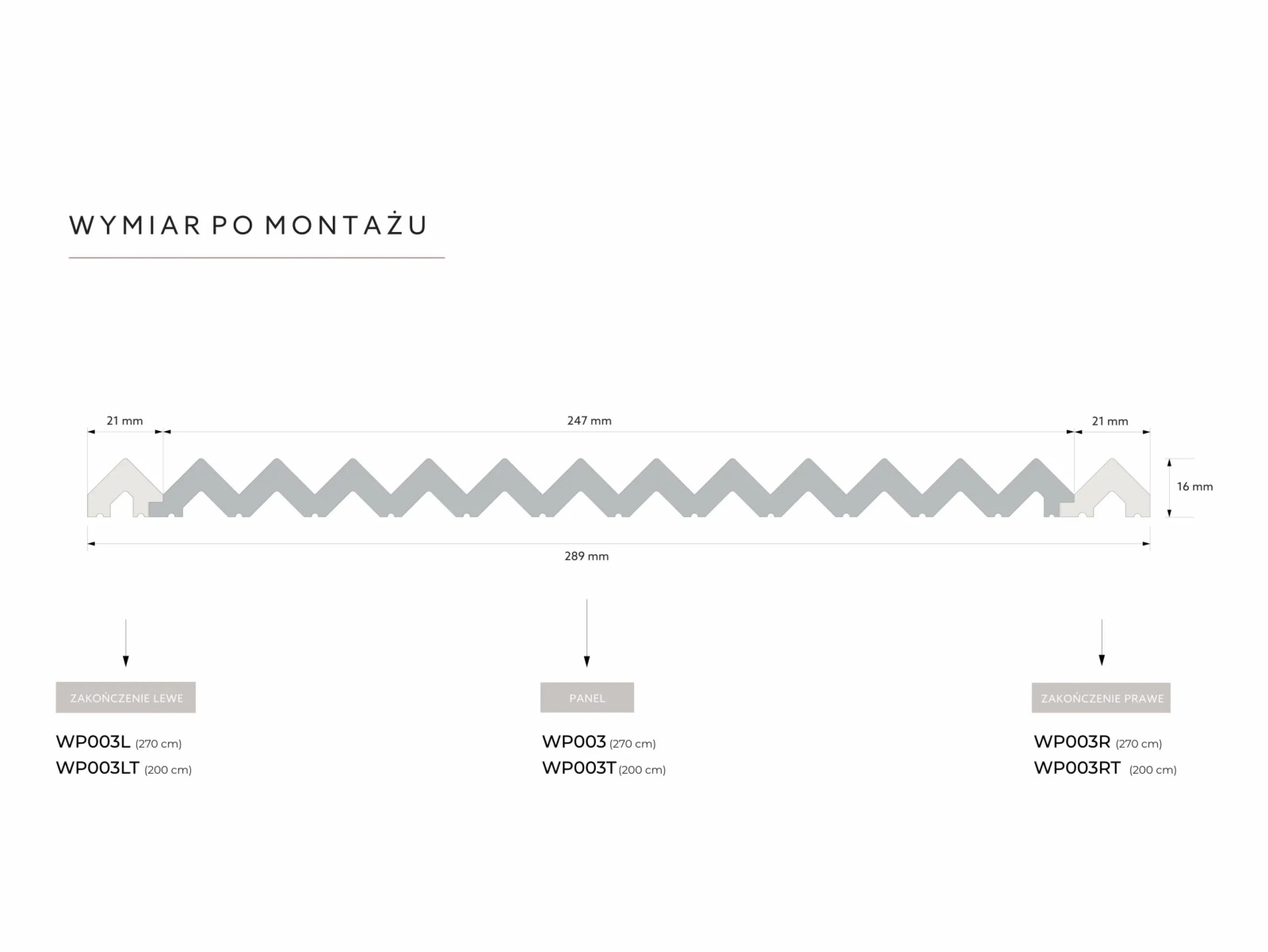 Panel lamelowy WP003P Vivid biały RAL 9003 wym. 270 x 1.6 x 24.7 cm, z PolyForce
