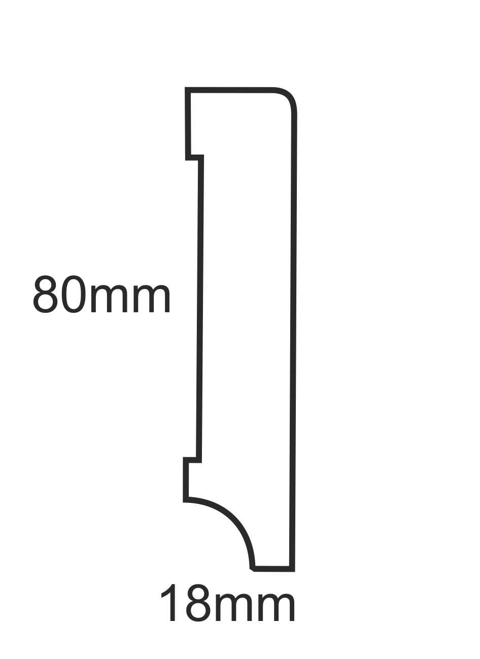 Listwa przypodłogowa fornirowana lakierowana CP80 R3 (240 cm x 8 cm x 1,8 cm) Tali