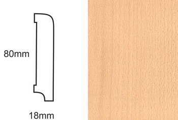 Listwa przypodłogowa fornirowana lakierowana CP80 R10 (240 cm x 8 cm x 1,8 cm) buk