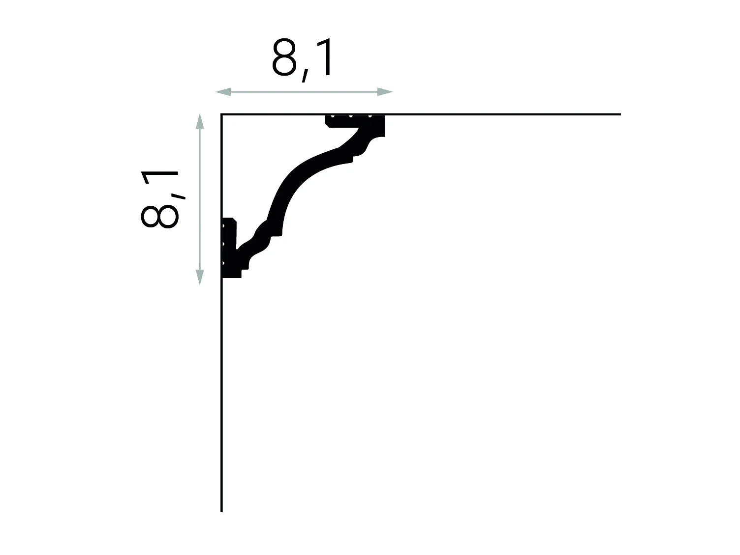Listwa sufitowa MD213F biała wym. 200 x 8.1 x 8.1 cm, z flexu