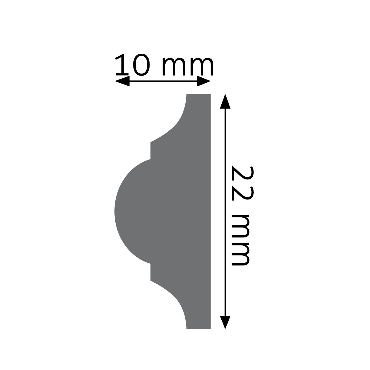 Listwa ścienna Creativa LPC-03, biała, wym. 2.2 x 1 x 244cm