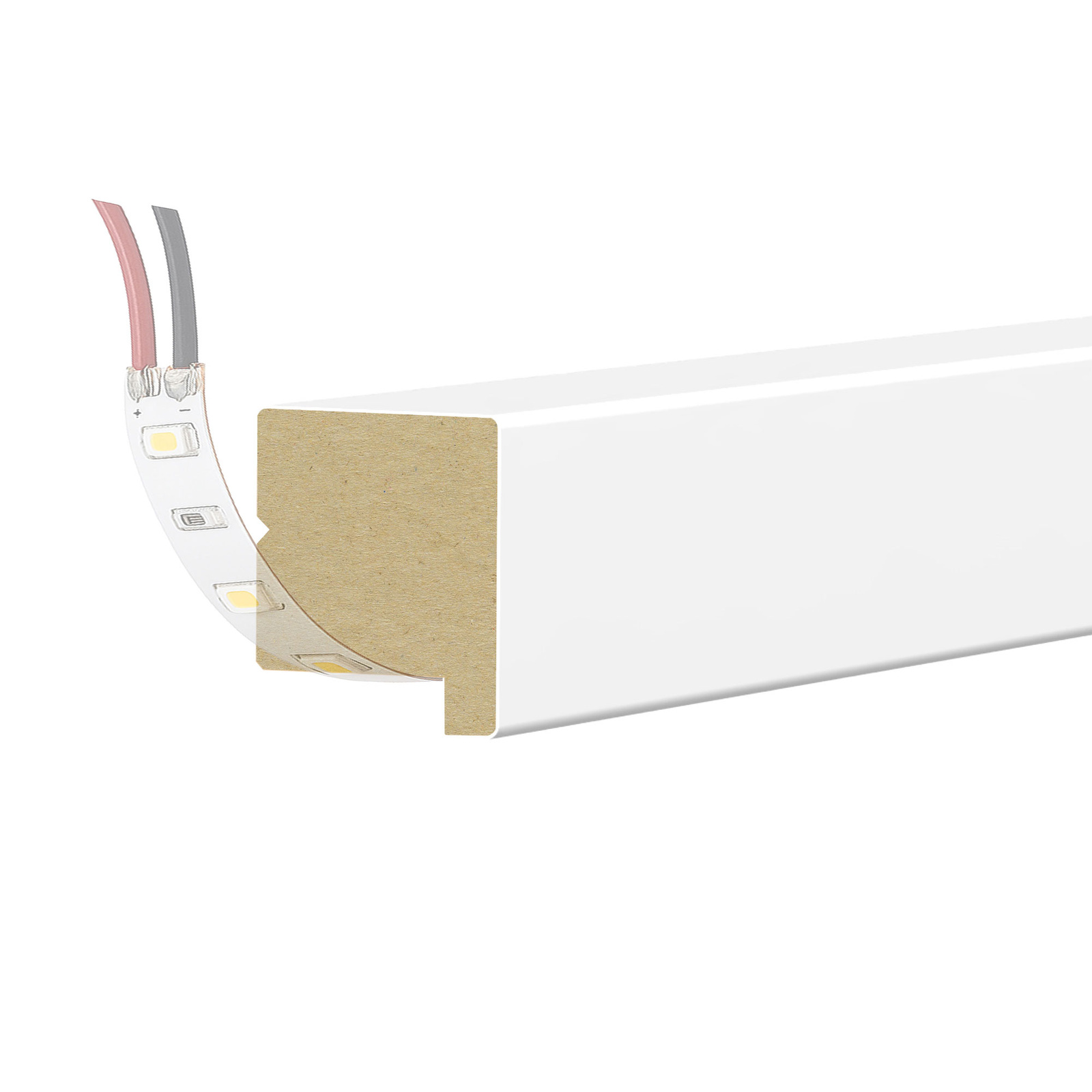 Listwa wieńcząca do boazerii ściennej MDF - PLANO LED - Biala Premium