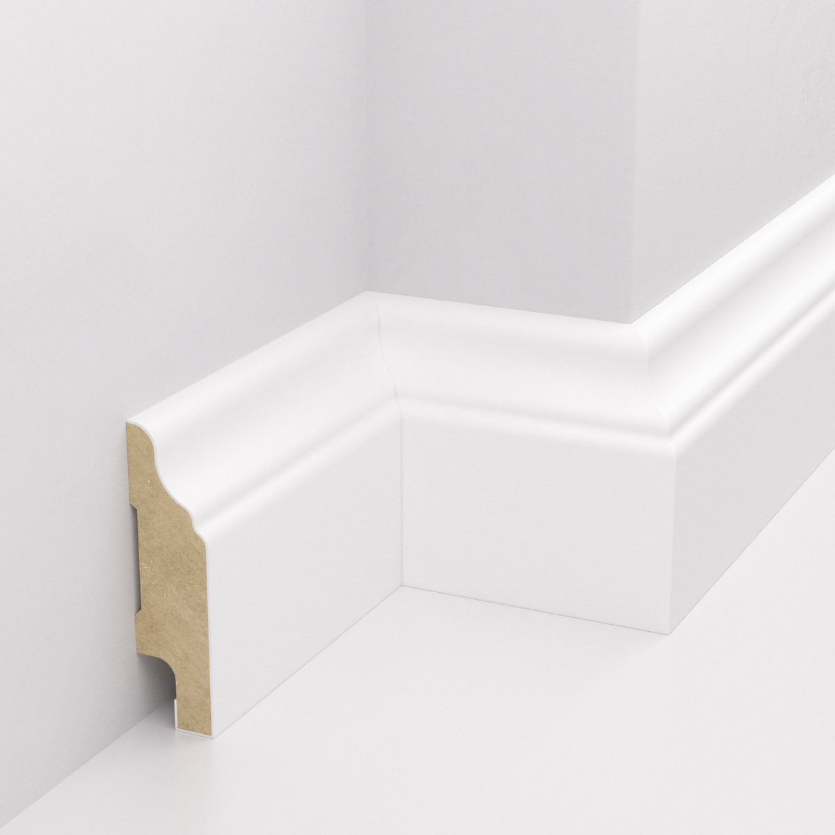 Próbka 20 cm - Listwa przypodłogowa MDF lakierowana biała z wodoodporną powłoką HAVANA 6cm