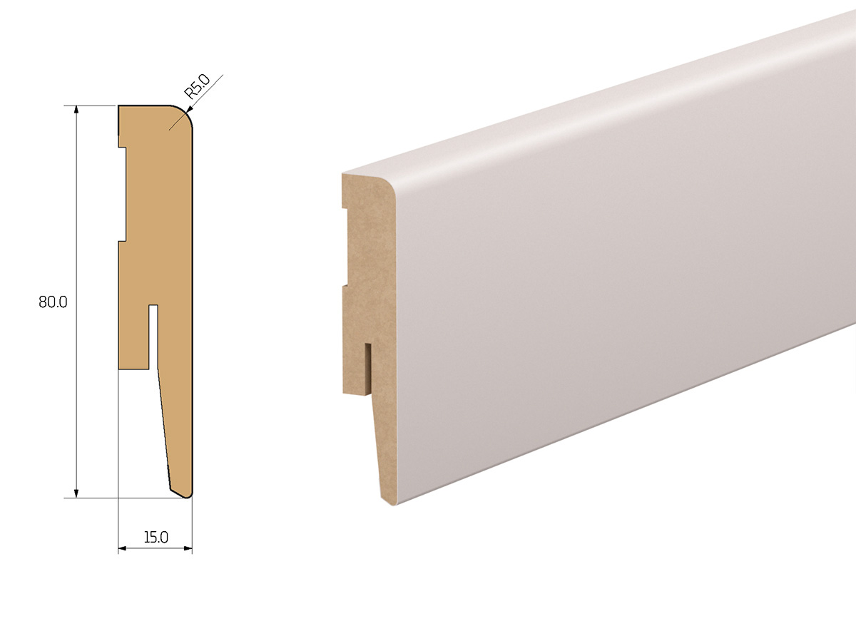 PRÓBKA 20 CM - Listwa przypodłogowa MDF TRIO R5, Kaszmir, 8cm