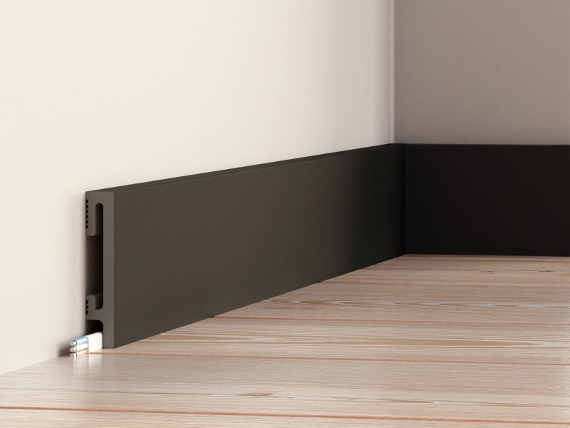PRÓBKA 20 cm - Listwa przypodłogowa Premium Floor Durofit PF081B czarna 8 cm