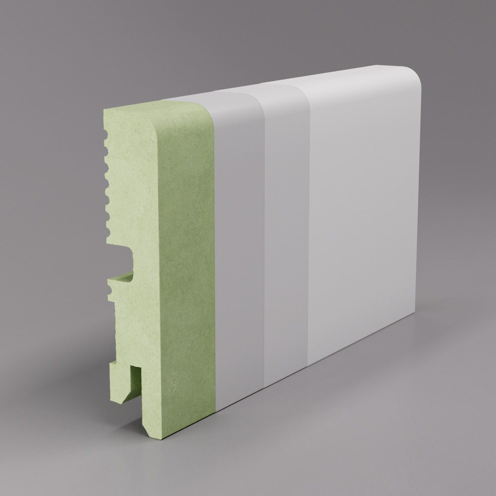 Listwa przypodłogowa lakierowana biała, MDF wilgocioodporny, FOGE LB1 - 8cm