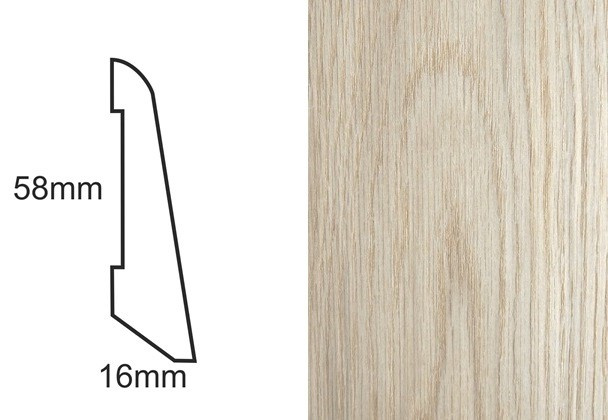 Listwa przypodłogowa fornirowana nielakierowana LS58 (240 cm x 5,8 cm x 1,6 cm) dąb