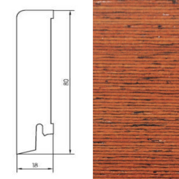 Drewniana listwa przypodłogowa lakierowana 80/18 (240 cm x 8 cm x 1,8 cm) Merbau
