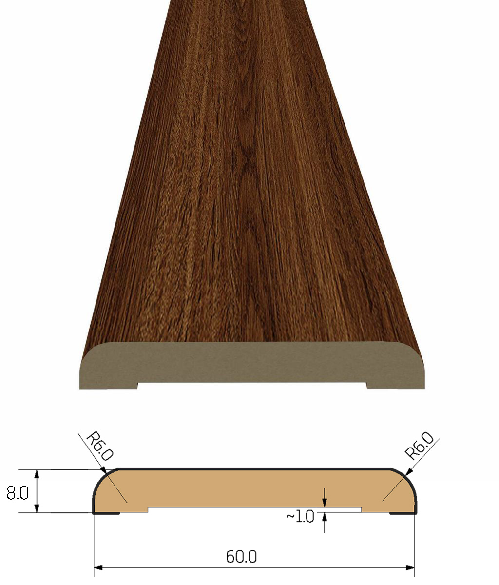 Opaska drzwiowa 3 szt. komplet, listwa maskująca MDF, Dąb Cięmny, obramowanie drzwi 6 cm