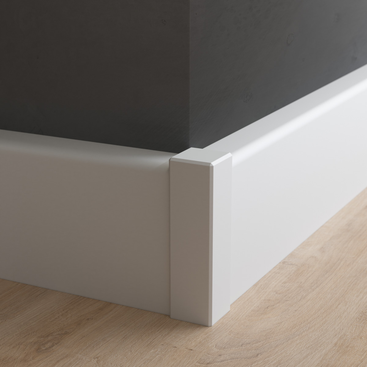 Drewniany łącznik/narożnik/zakończenie w formie słupka do listew przypodłogowych lakierowany 6,3cm