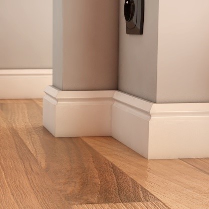 Listwa przypodłogowa MDF Plus Wzór F2 (262 cm x 8 cm x 1,6 cm) biała, wilgocioodporna, lakier półmatowy