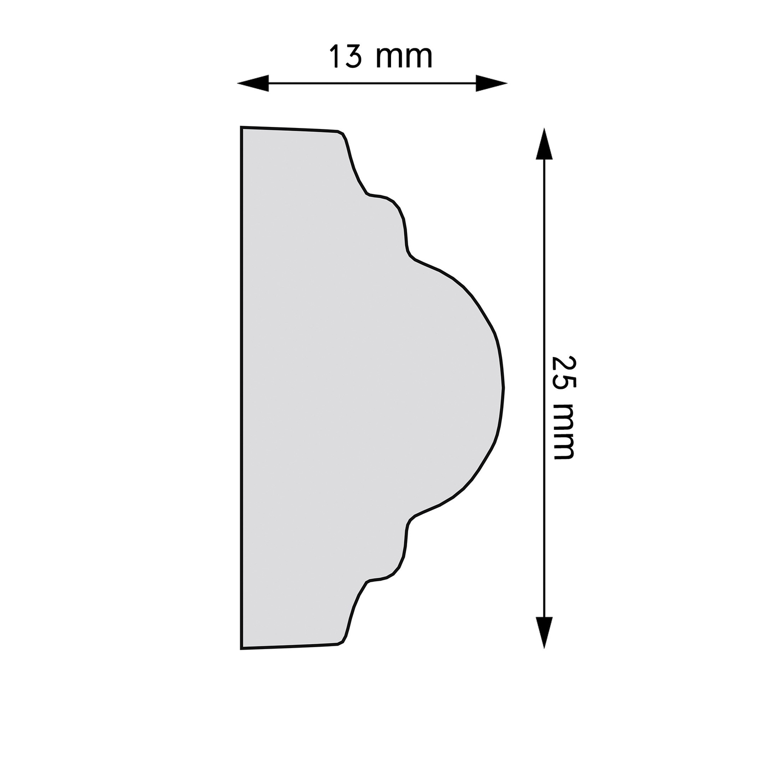 Listwa ścienna gładka Creativa LPC-42, biała, wym. 2.5 x 1.3 x 244 cm