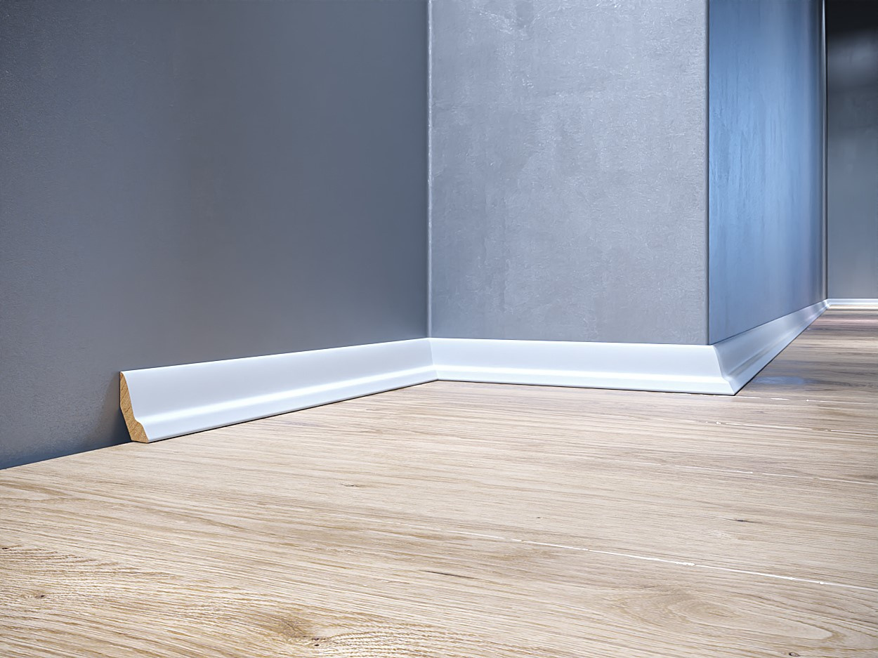 Listwa przypodłogowa drewniana lakierowana LP60 RAL 9003 (240 cm x 5 cm x 3 cm) biała