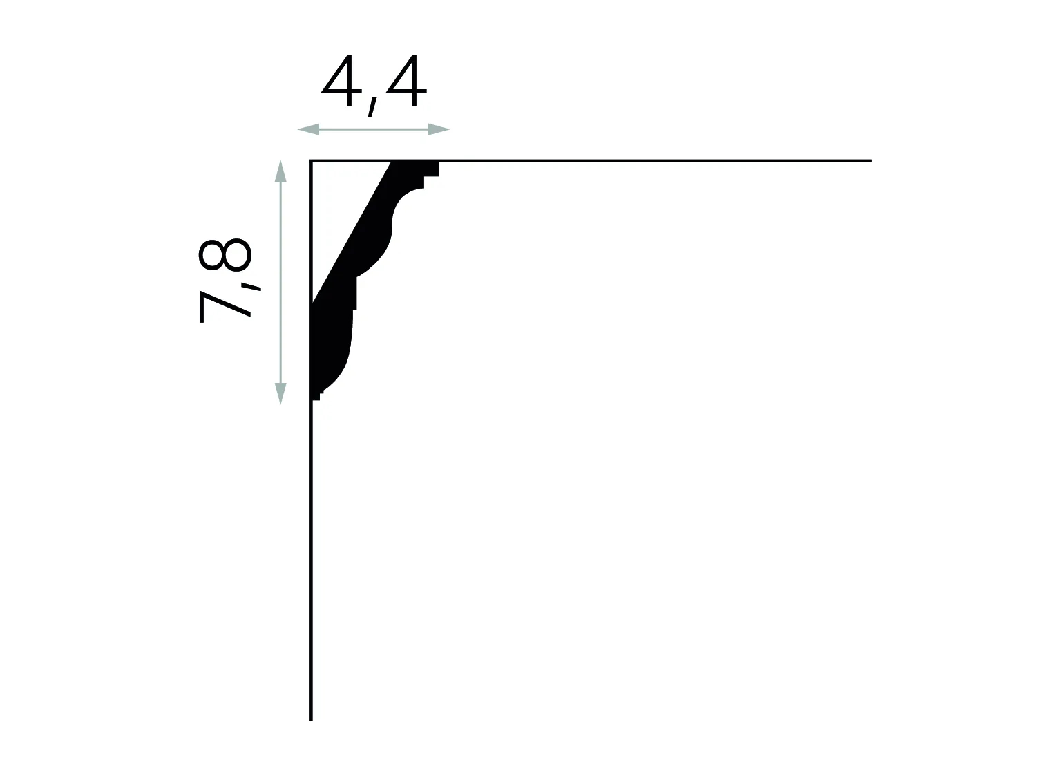 Listwa przysufitowa biała MDA212 wym. 200 x 4.4 x 7.8 cm, z ProFoam