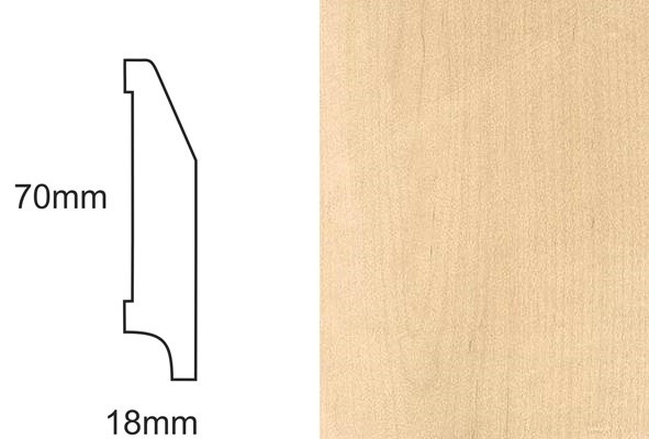 Listwa przypodłogowa fornirowana nielakierowana CP70 RS (240 cm x 7 cm x 1,8 cm) klon