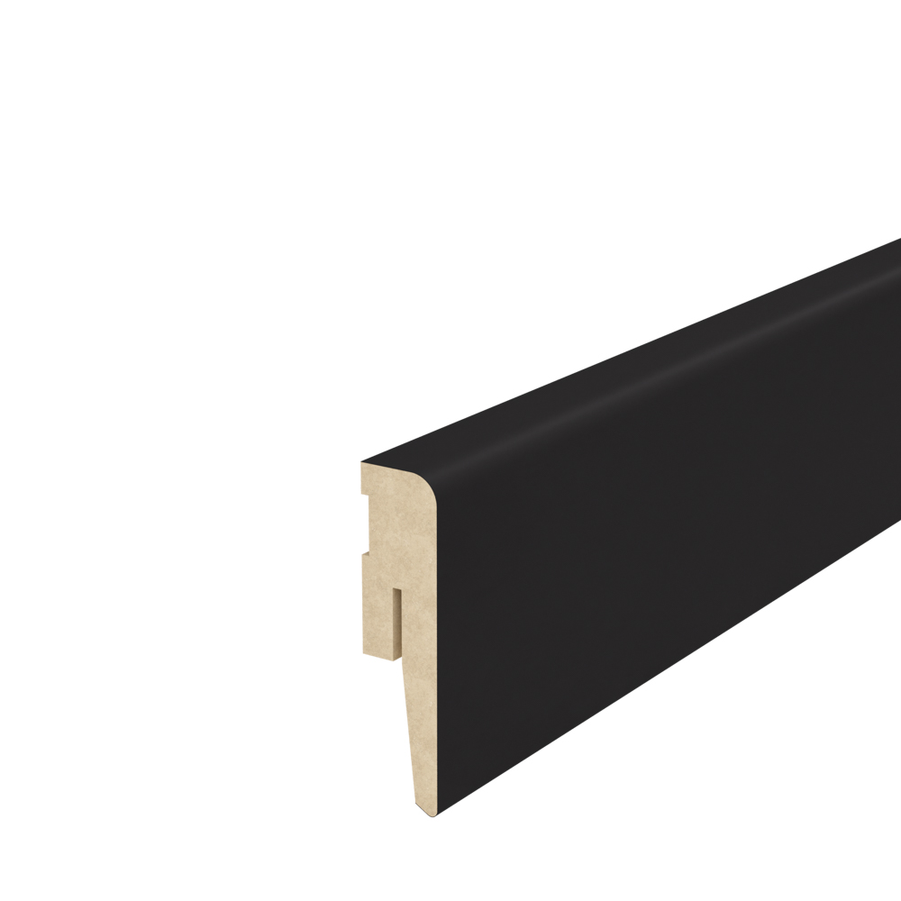 PRÓBKA 20 CM - Listwa przypodłogowa MDF TRIO R5, Czarny Mat, 6cm