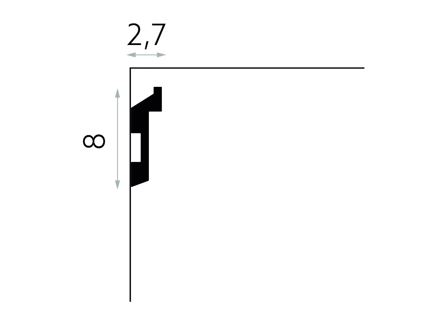 Listwa oświetleniowa MD024 biała wym. 200 x 2.7 x 8 cm, z PolyForce