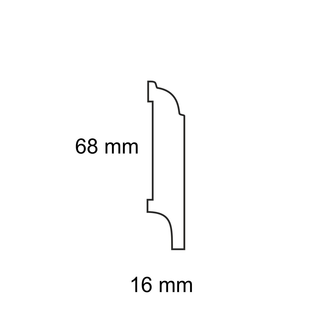 Listwa przypodłogowa drewniana lakierowana AGAT68 (240 cm x 6,8 cm x 1,6 cm) biały RAL 9003