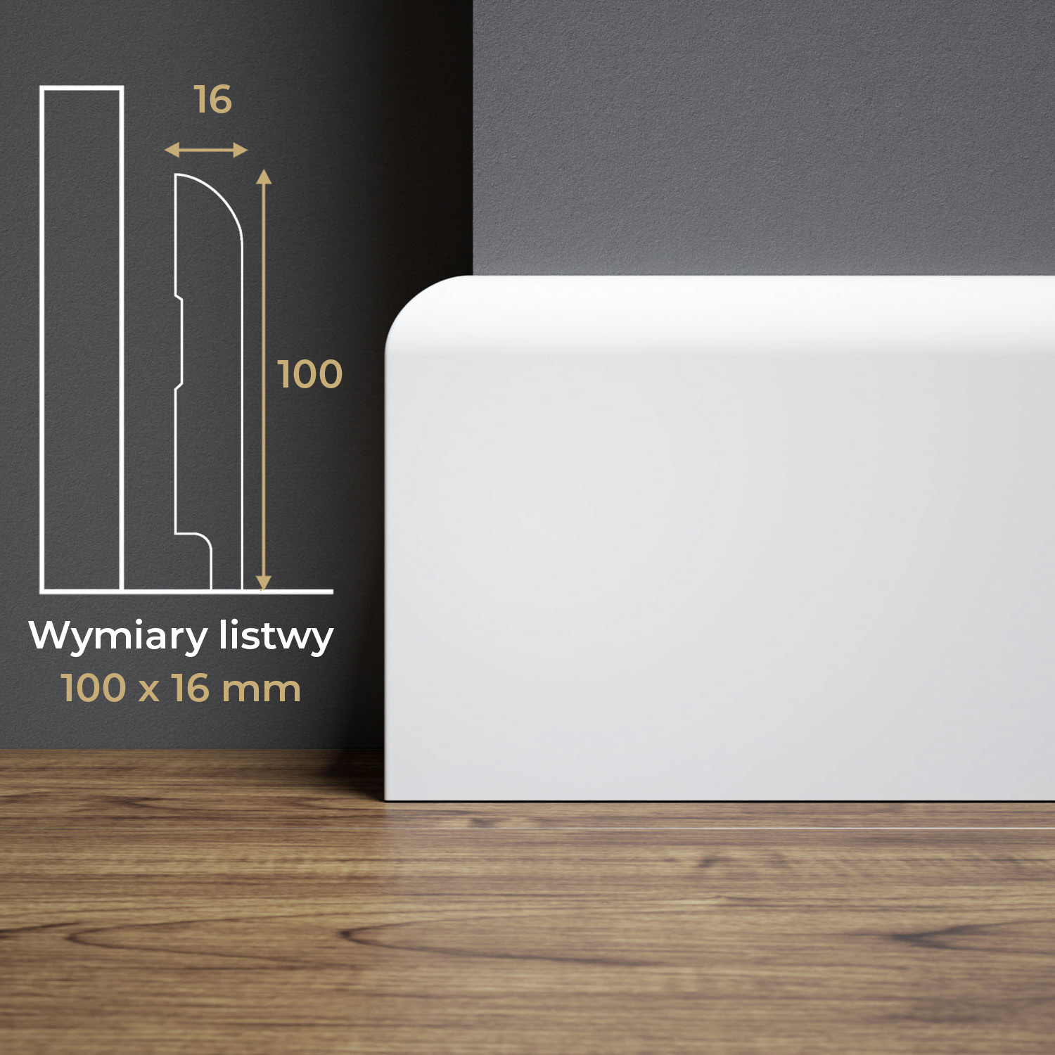 PRÓBKA 20 CM - Listwa przypodłogowa MDF lakierowana biała z wodoodporną powłoką OTTO 10cm