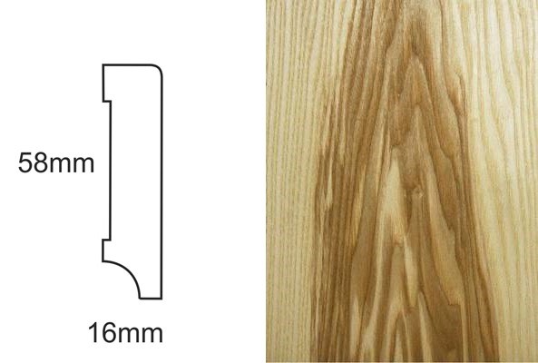 Listwa przypodłogowa fornirowana lakierowana CP58 (240 cm x 5,8 cm x 1,6 cm) jesion ciemny