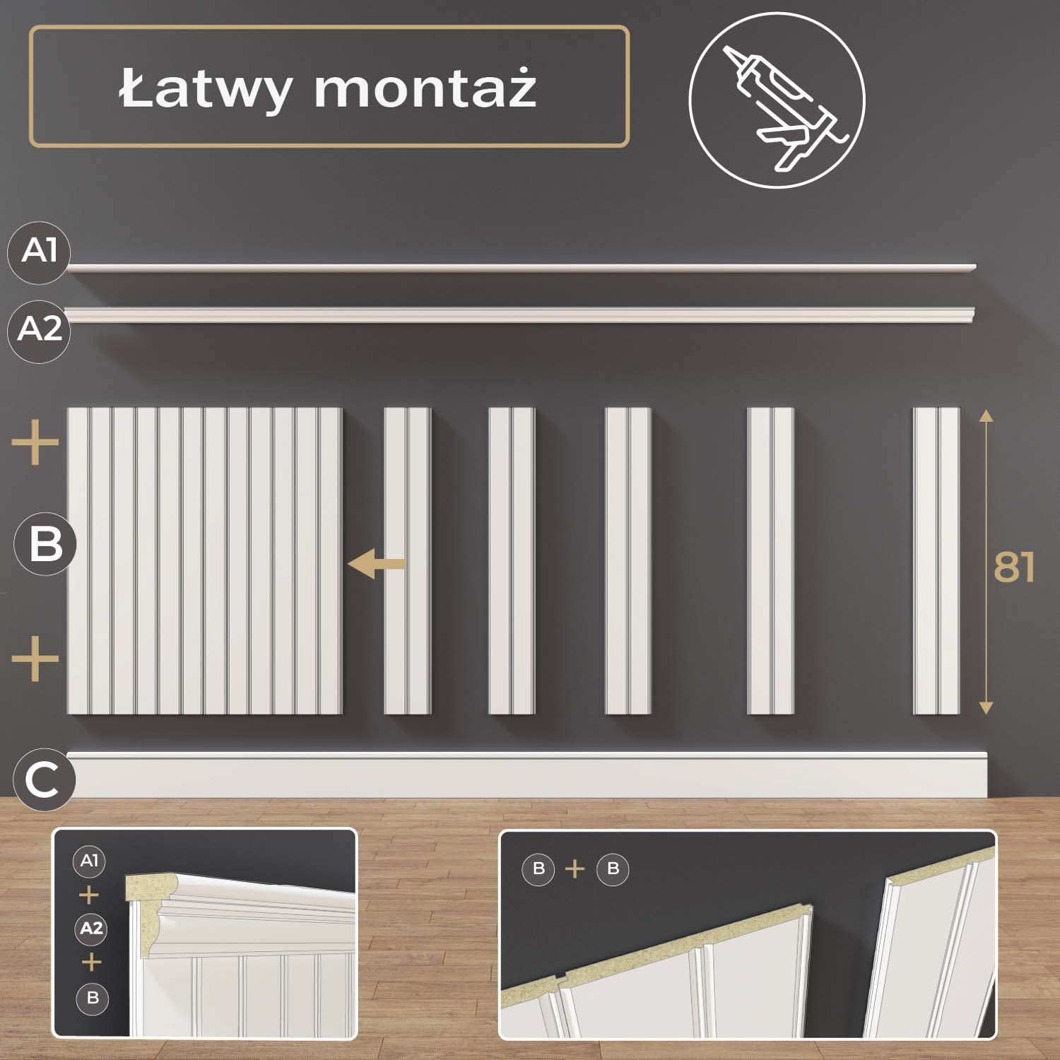 PRÓBKA 20 CM - Listwa boazeryjna NOVA lakierowana 12,5cm