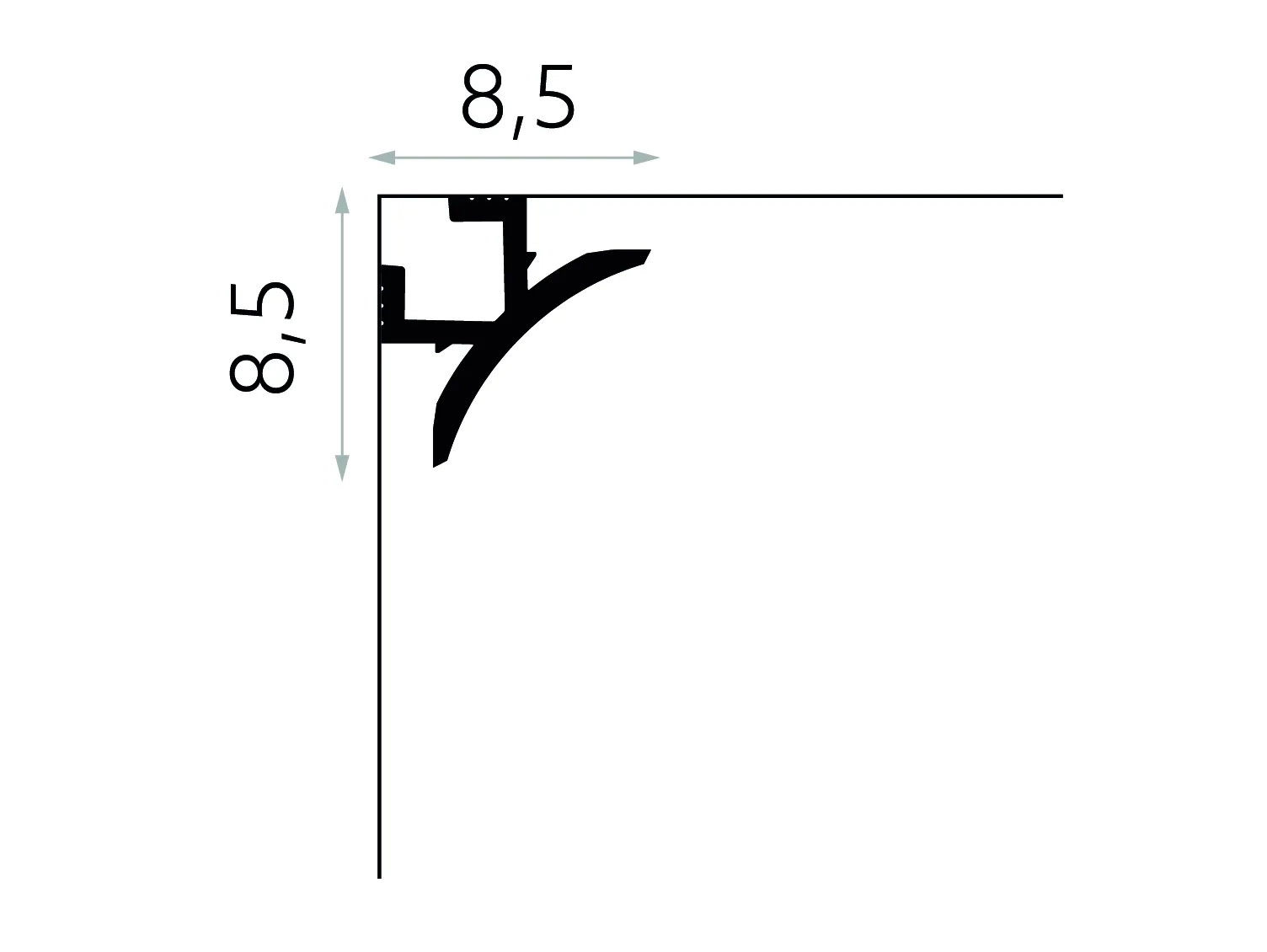 Listwa sufitowa QL002 biała wym. 200 x 8.5 x 8.5 cm, z PolyForce