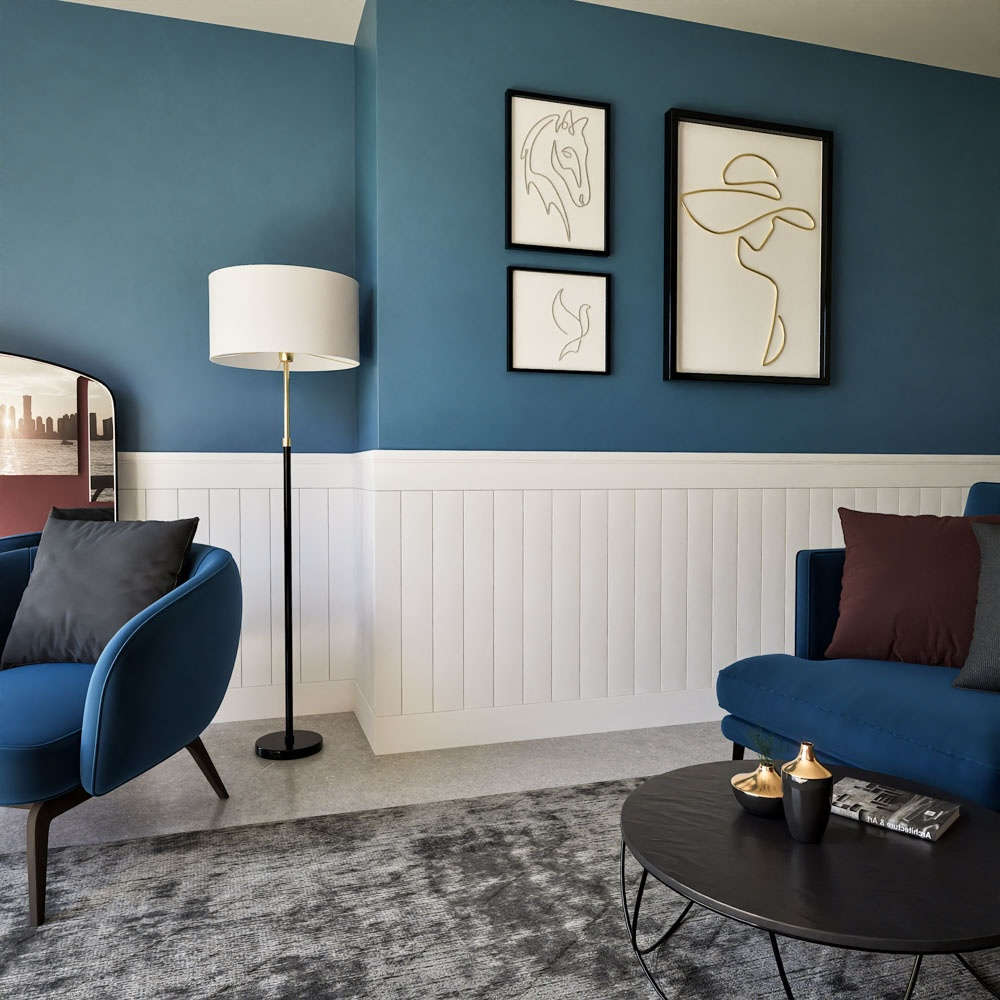 Lakierowana boazeria angielska PRIME-3, zestaw listew boazeryjnych MDF - wymiary 200 x 94 cm