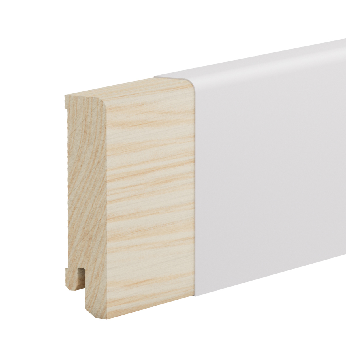 PRÓBKA 20 CM - Listwa przypodłogowa świerkowa 80x18 mm – biała Polyblend