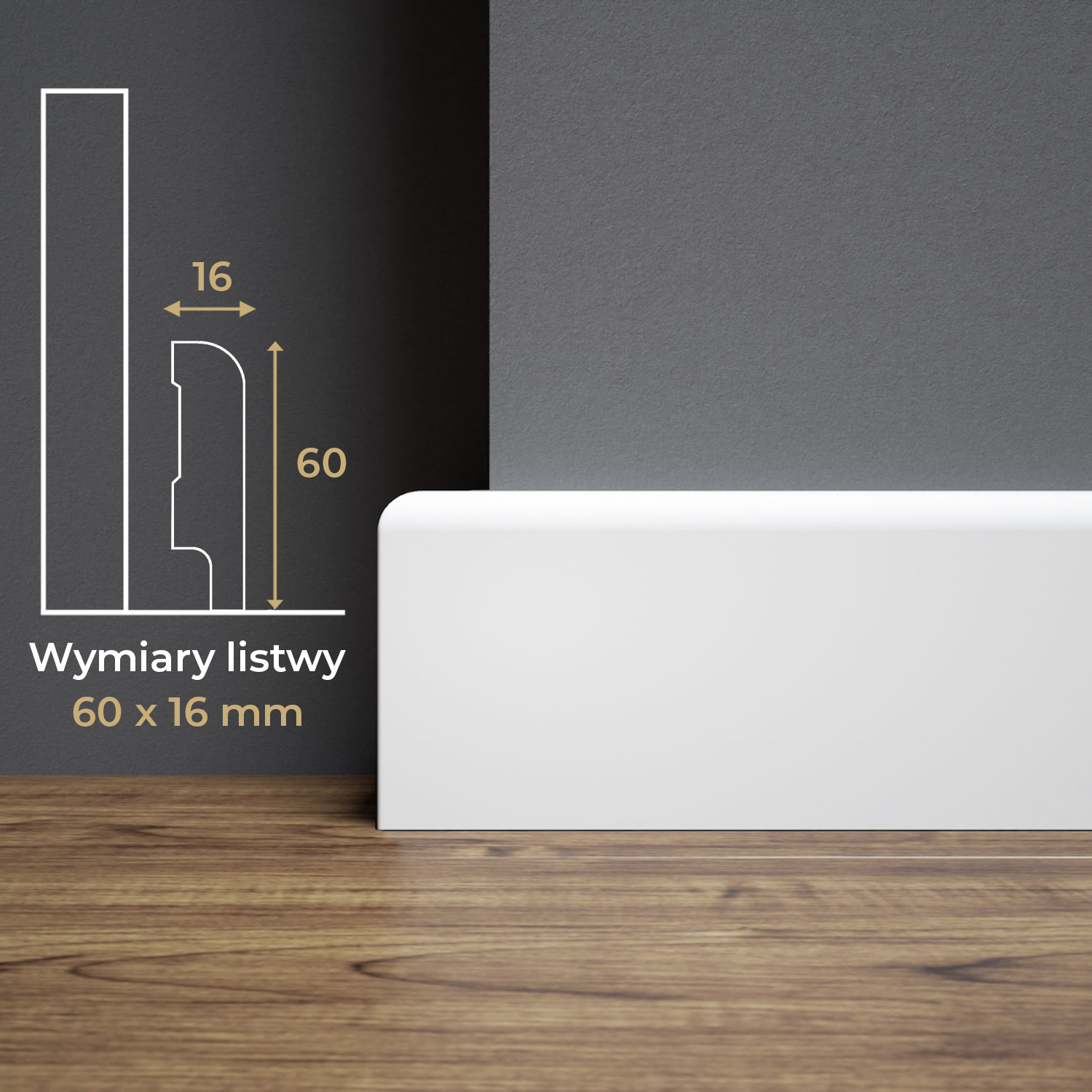 Listwa przypodłogowa MDF lakierowana biała z wodoodporną powłoką SOLO 6cm