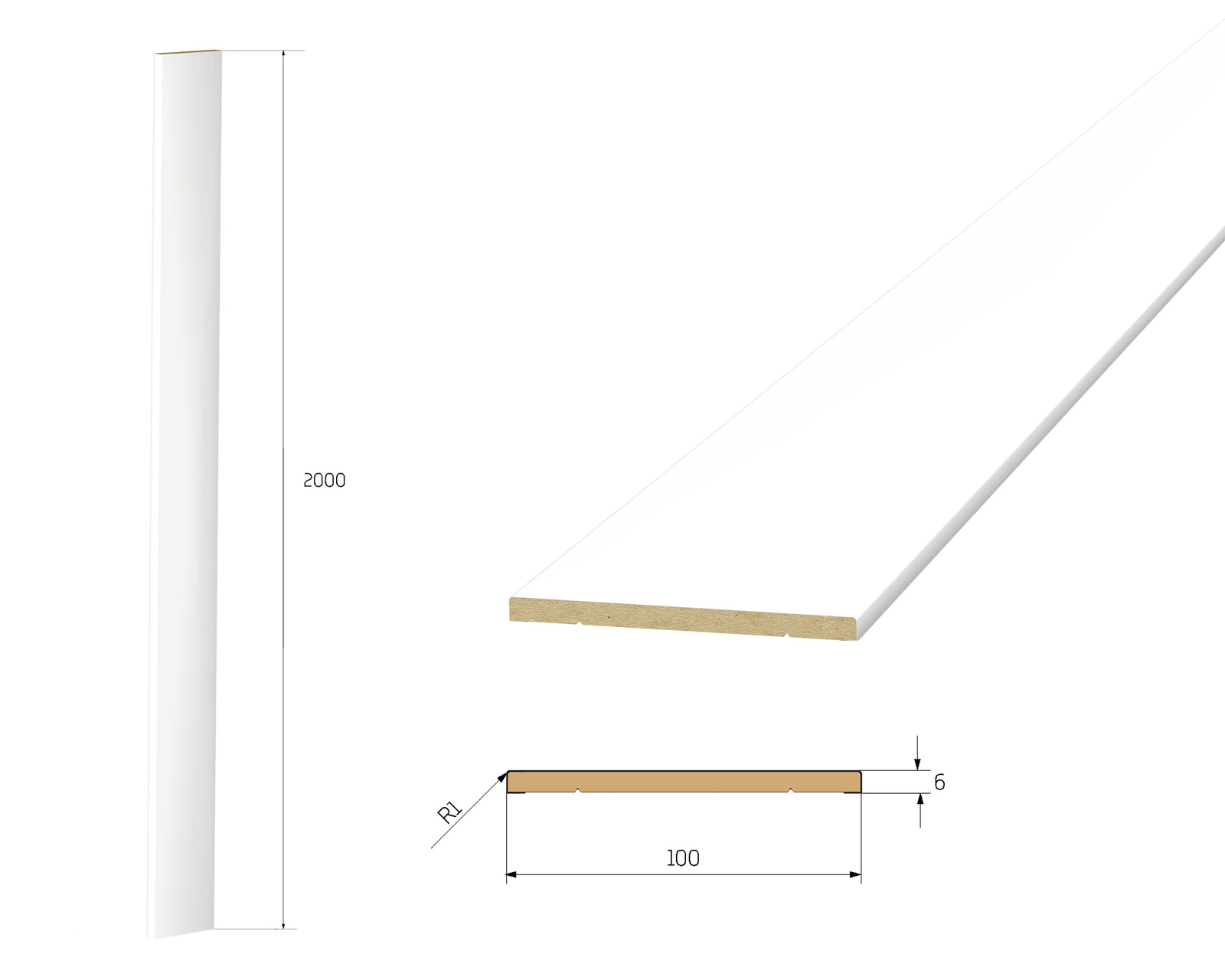 PRÓBKA 20 CM - Listwa boazeryjna ELEGANT, boazeria ścienna MDF, Biala Premium